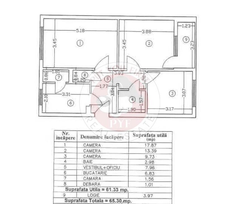 Titan, apartament 3 camere, 65 mp, decomandat, B8444.